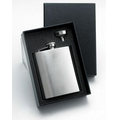8 Oz. Stainless Steel Rimless Brush Finished Flask w/ Funnel in Gift Set